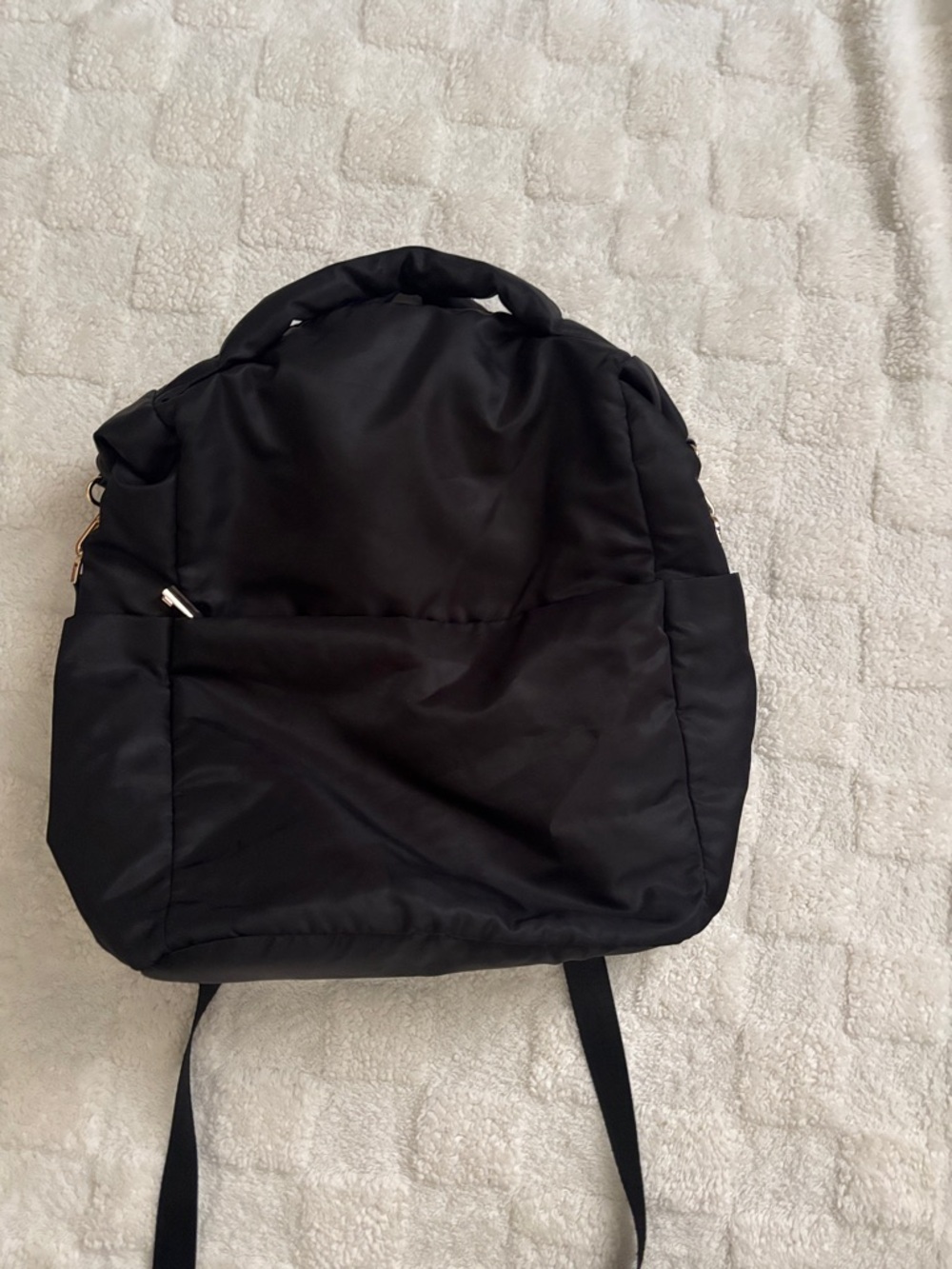 a new day Black Nylon Backpack Tote with Gold Hardware